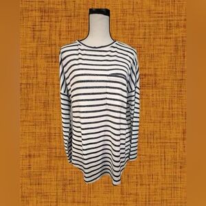 Old Navy White & Navy, Striped, Long Sleeved Pullover, Women’s Medium
